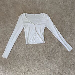 Garage small white long sleeve crop top